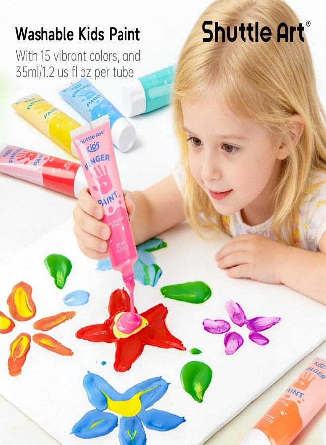 Shuttle Art Washable Finger Paint for Toddlers, 15 Vibrant Colors (1.2 fl oz) Toddler Paint, Non-Toxic Finger Painting for Toddlers 1-3, Kids Arts and Crafts - Image 2